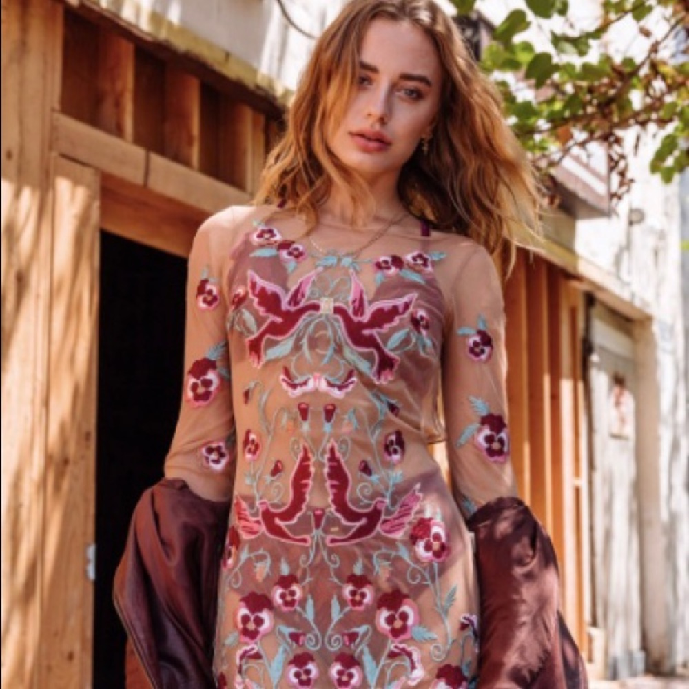 FOr Love & Lemons Embroidered Dove Minidress
